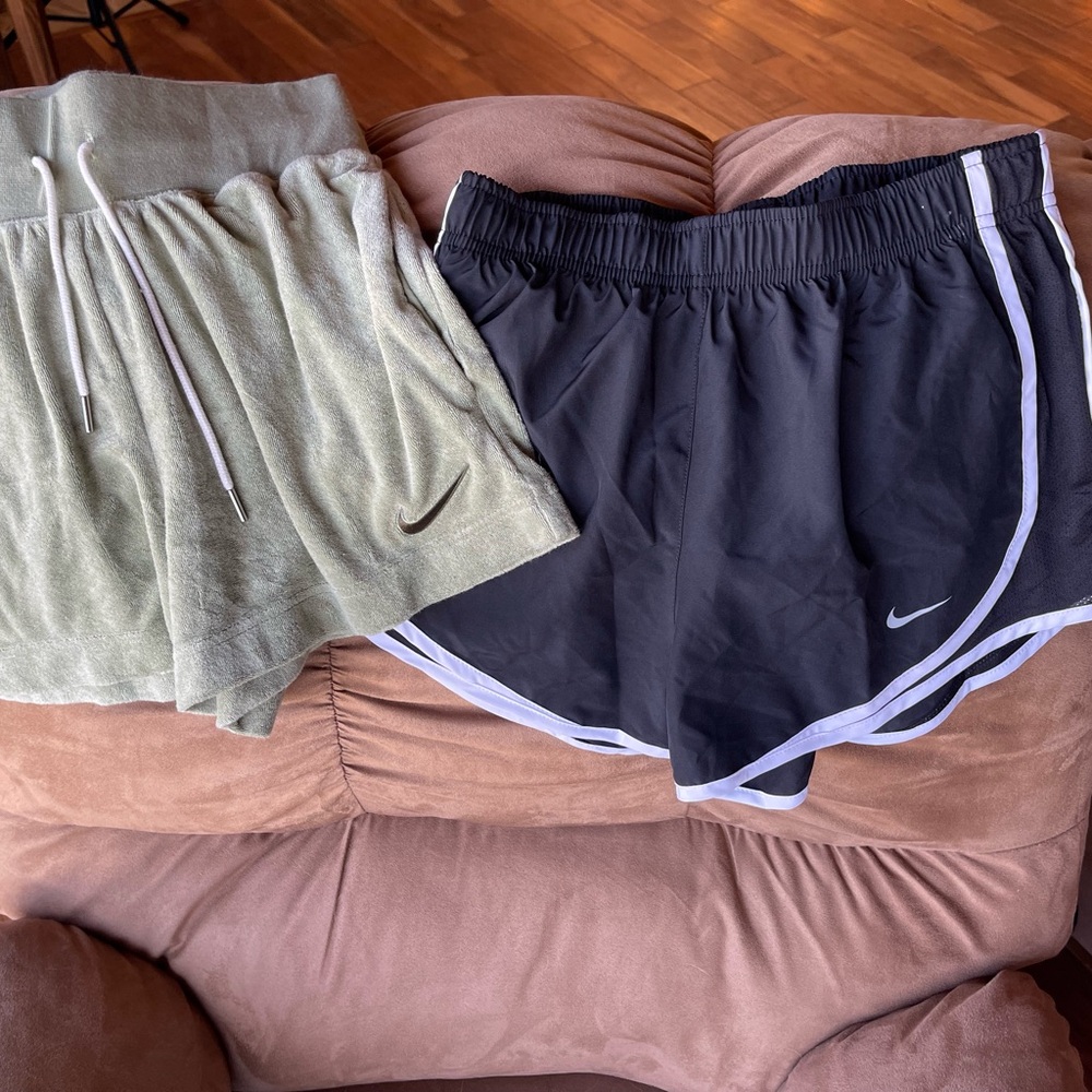 Nike Women's Black and Green Shorts